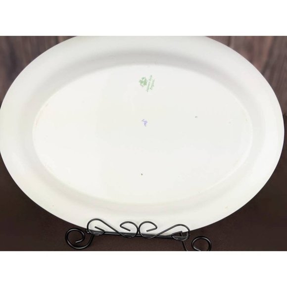Large Vtg White Porcelain Autumn Fall Turkey Platter | 14" Oval Serving Platter - Picture 8 of 9